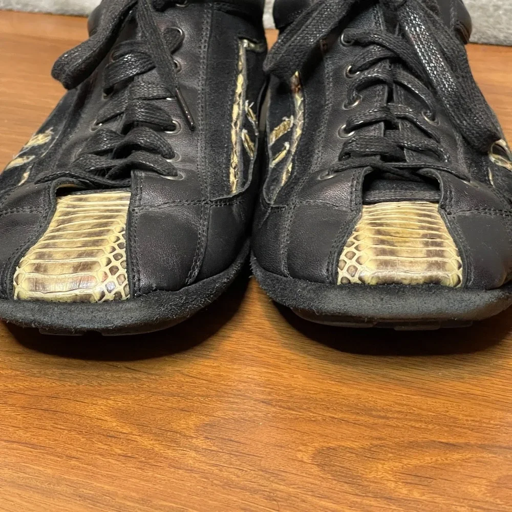 Vtg Steve Madden Mens Leather Flassh Loafer Sneaker 9.5 Snakeskin Cyber Y2K Alt